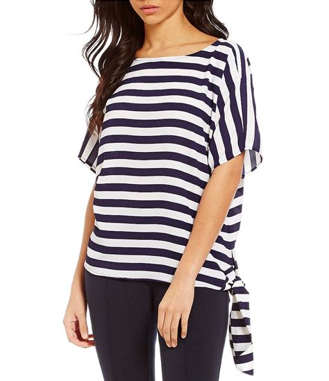 michael michael kors graphic stripe print side tie top|Michael Michael Kors Women's Plus Size Graphic Stripe Side Tie .